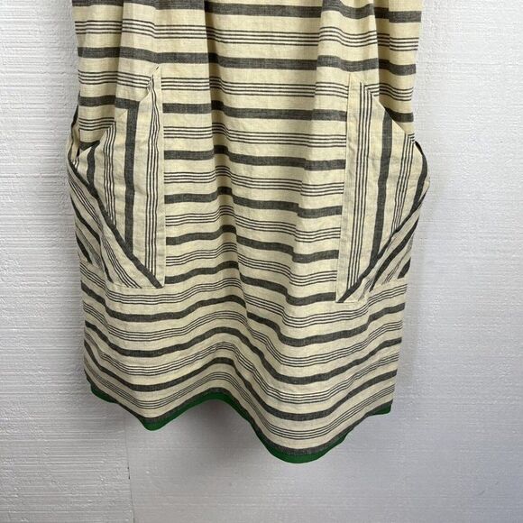 MAEVE Dress 2 Womens Gray Yellow Striped Pockets Spaghetti Strap Anthropologie - Picture 4 of 10